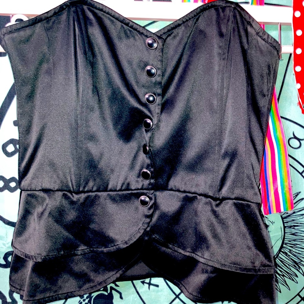 H&M Black Strapless Corset with Snaps Size 6 EUC